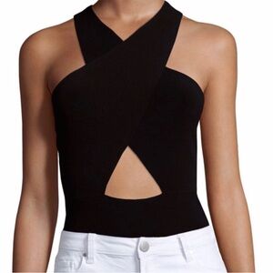 Alice+Olivia Alyssia Vintage Dead Stock Cross Front Open Style Bodysuit M NWT